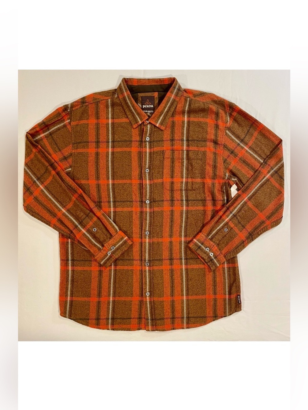 Prana Woodman Flannel Shirt Mens XXL XX-LRG 2XL Plaid Relaxed Fit Organic Cotton